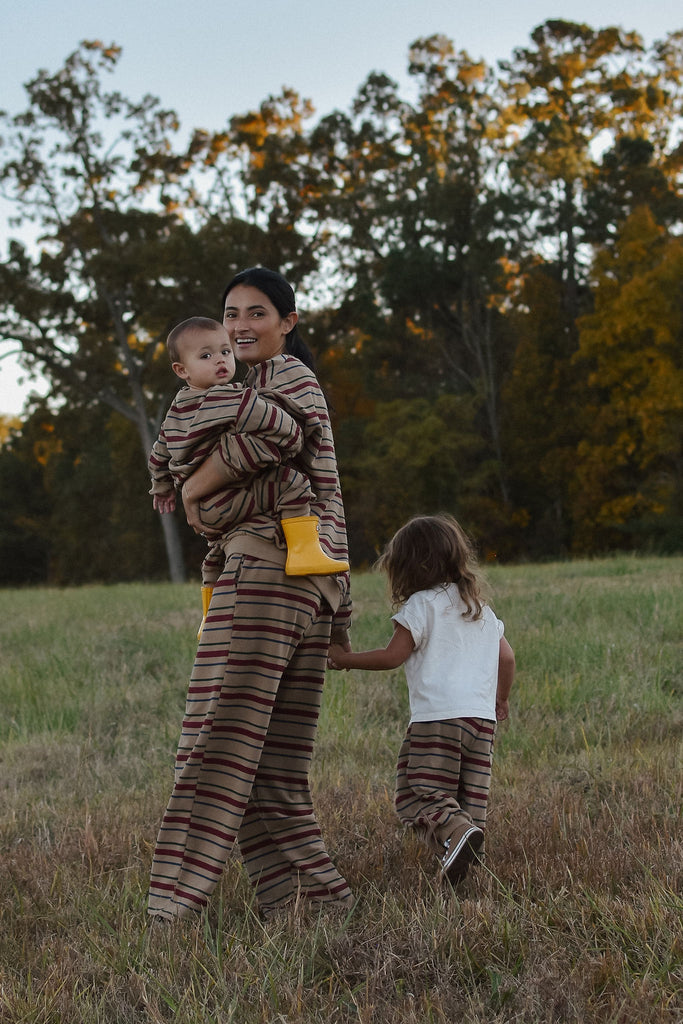 .Adult Fall Stripe Sweatshirt