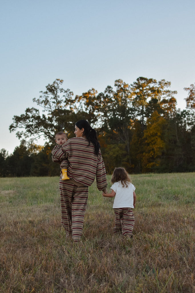.Adult Fall Stripe Sweatshirt