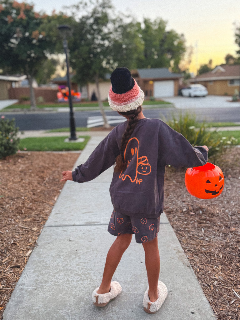 Vintage Black Trick or Treat Shorts Sweats