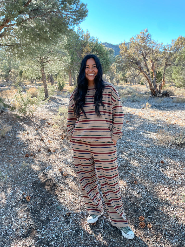 .Adult Fall Stripe Sweatshirt