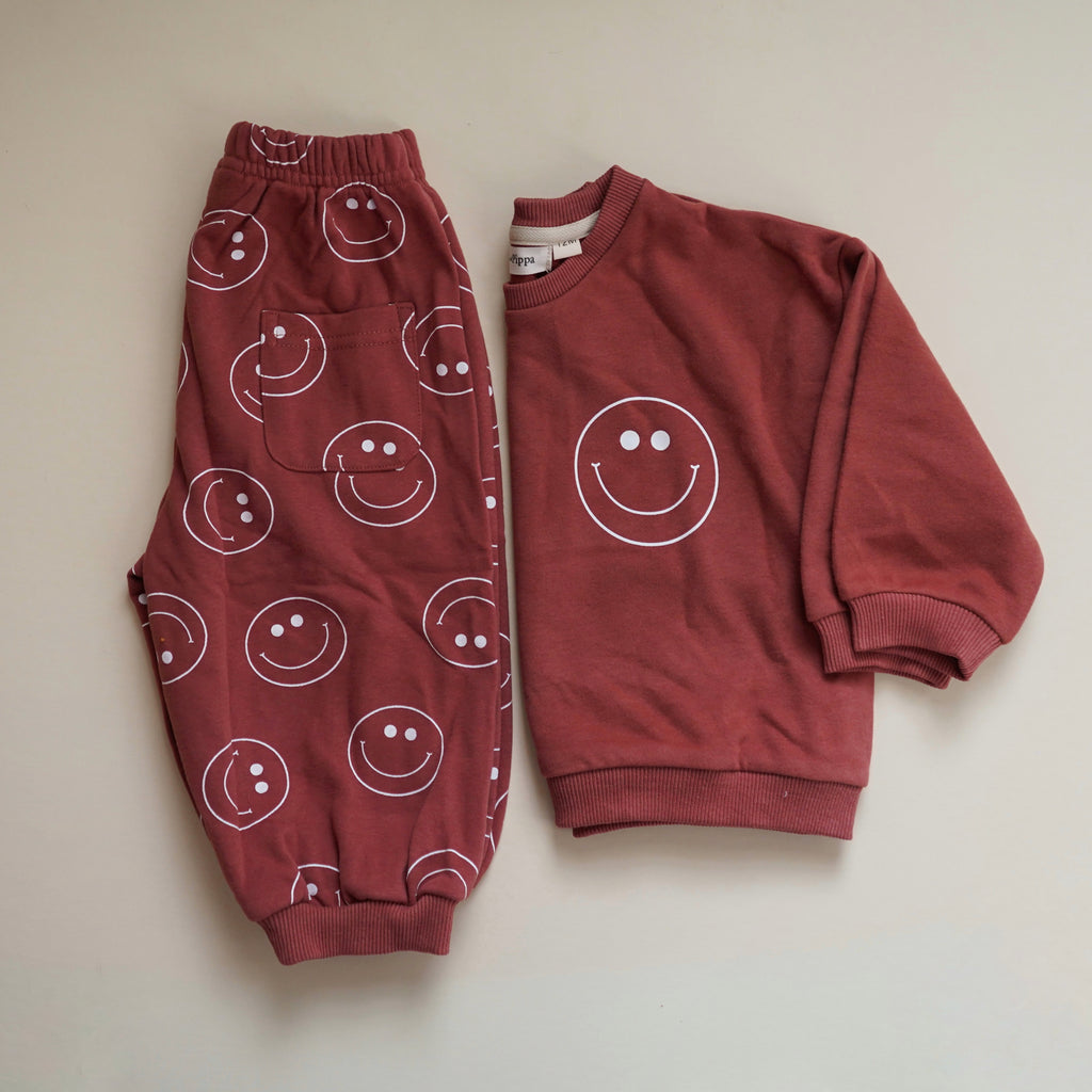 Crimson Smiley Sweatsuit