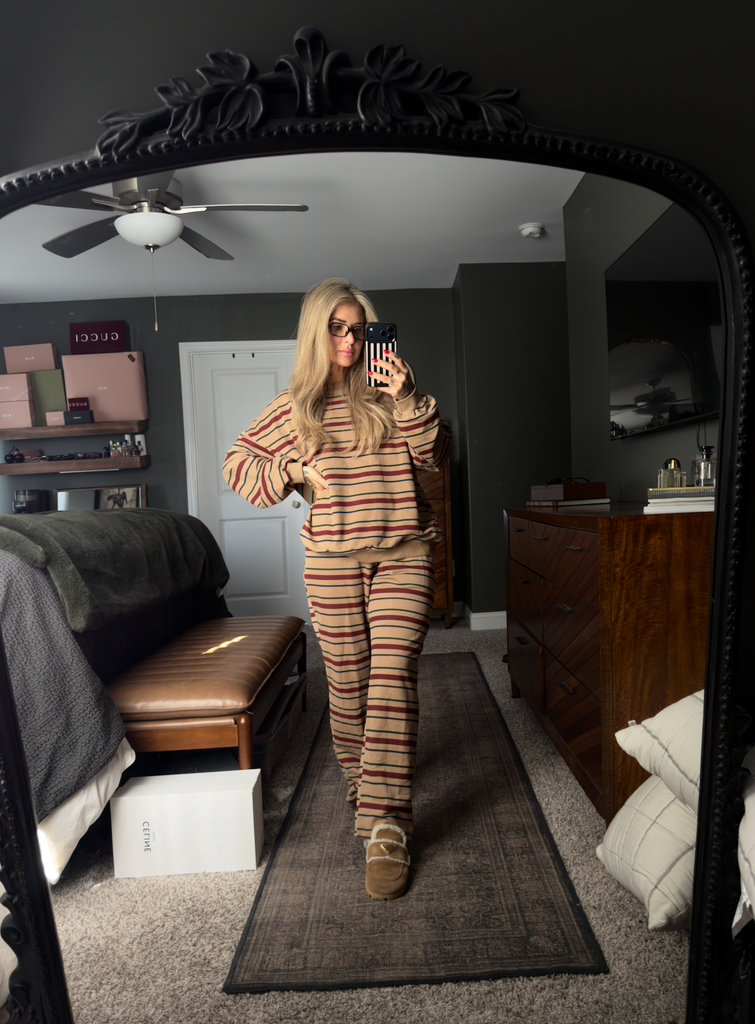 .Adult Fall Stripe Sweatshirt